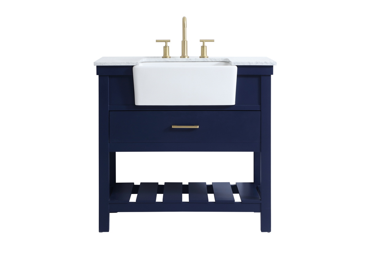 36 Inch Single Bathroom Vanity In Blue With Three Finish Options And ... pertaining to The Finchley Bathroom Vanity, Blue, 54&amp;quot;