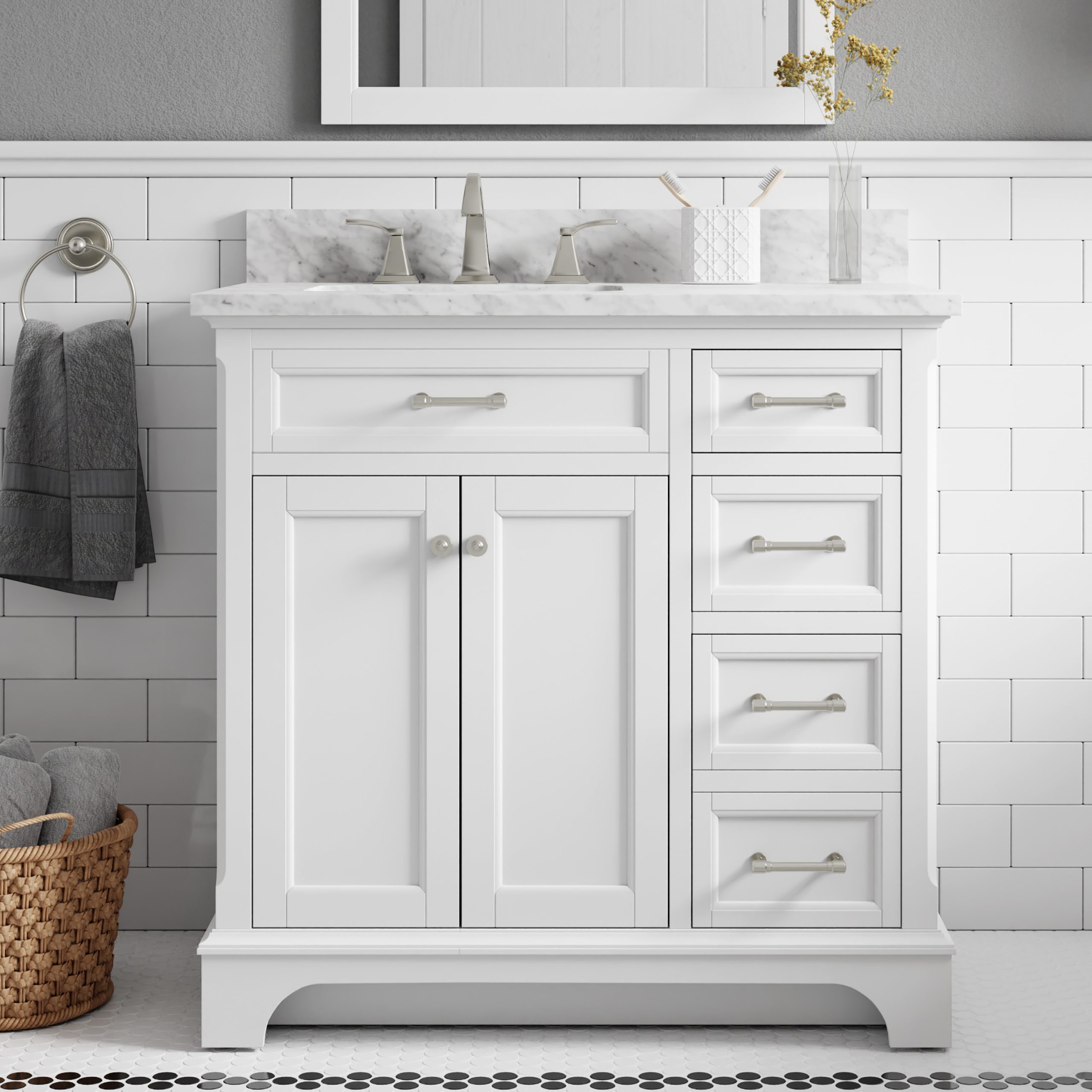 36 Inch White Bathroom Vanity With Top – Rispa inside Transforming your bathroom with a 36 inch white single vanity
