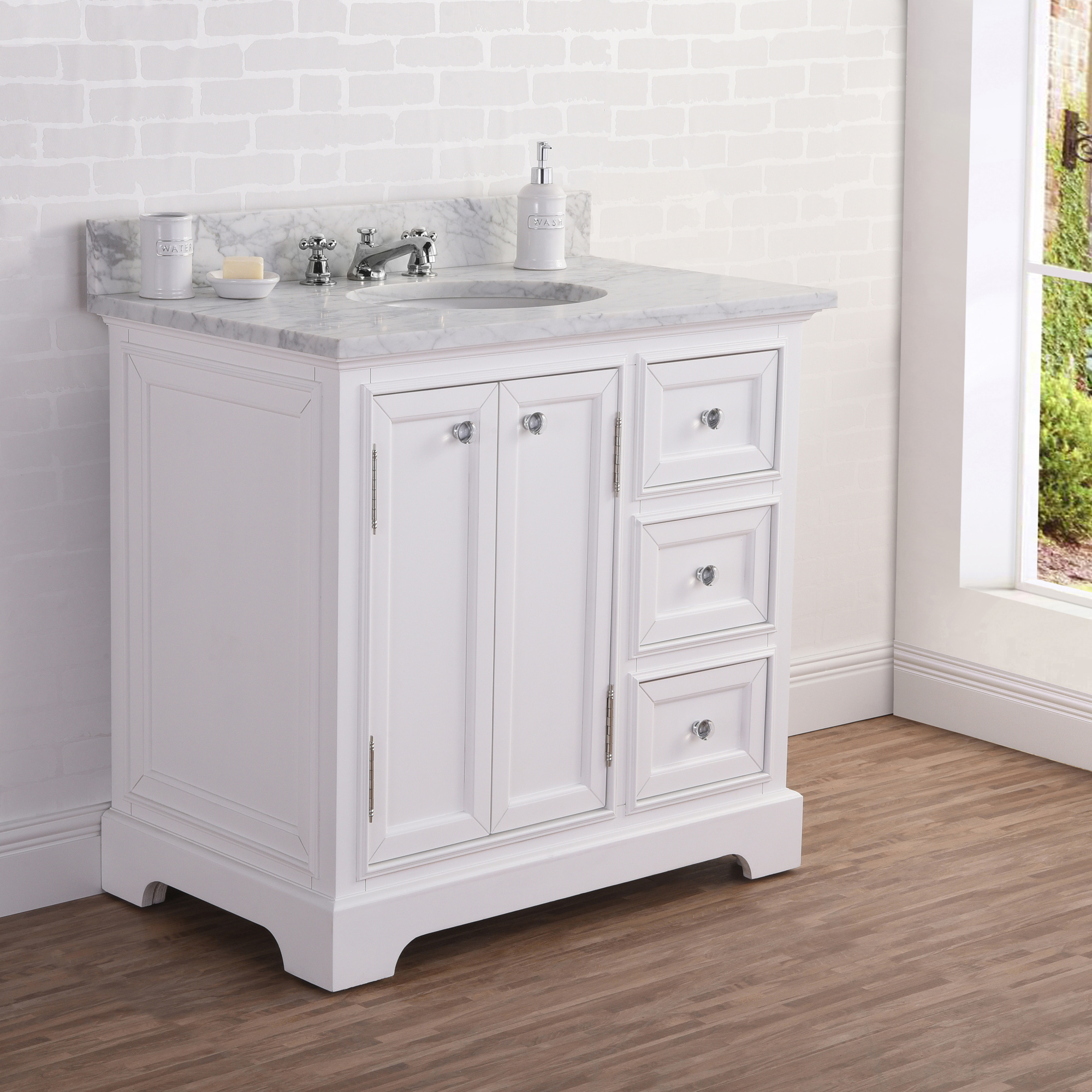 36&amp;quot; Wide Pure White Single Sink Carrara Marble Bathroom Vanity inside Transforming your bathroom with a 36 inch white single vanity