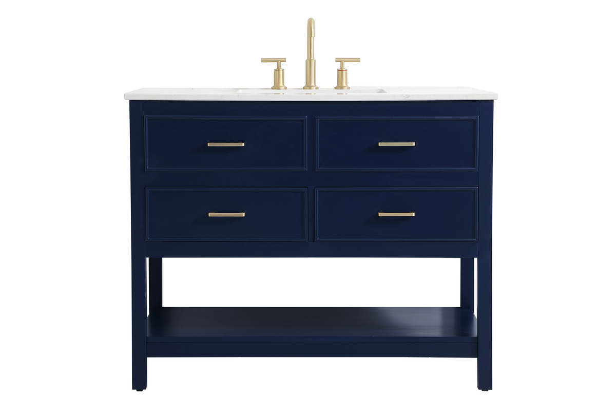 42 Inch Single Bathroom Vanity In Blue Finish With Backsplash Option ... with Understanding the Appeal of the Finchley Bathroom Vanity in Blue Finish