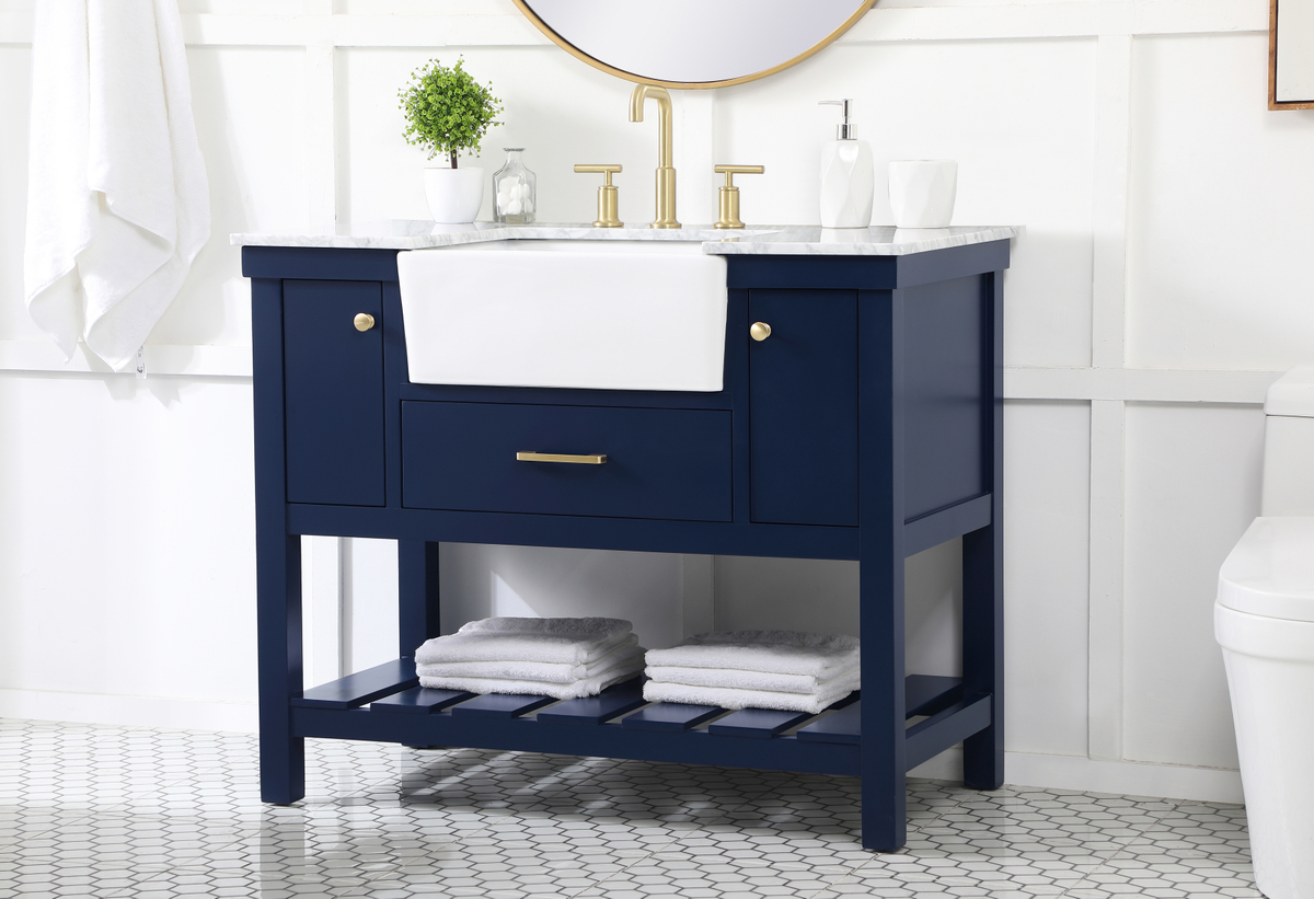 42 Inch Single Bathroom Vanity In Blue With Three Finish Options With ... throughout Understanding the Appeal of the Finchley Bathroom Vanity in Blue Finish