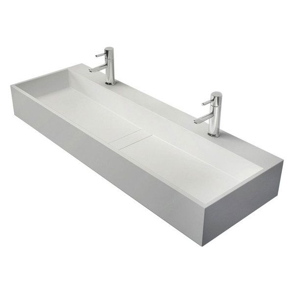 47 Inch Wall-Mount Double Sink Stone Resin Floating Trough Bathroom ... for Why Most Bathroom Sink Reviews Are Wrong (The 47 Inch Truth)