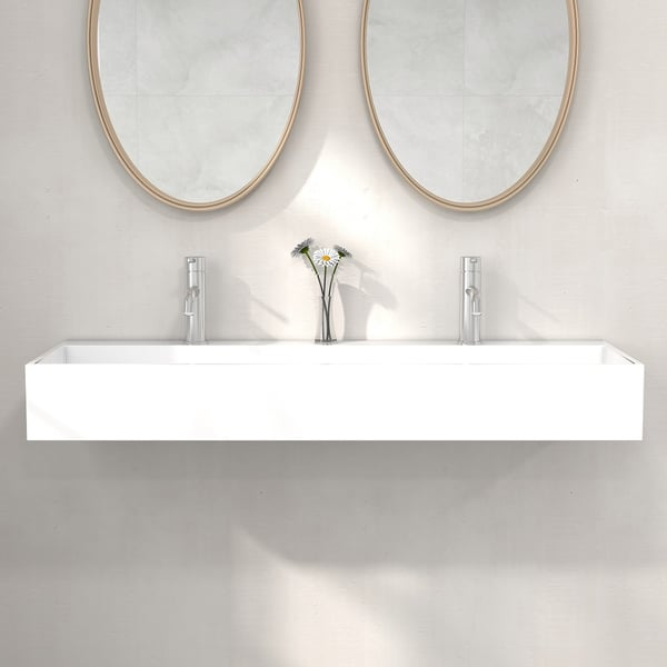 47 Inch Wall-Mount Double Sink Stone Resin Matte White Floating Trough ... with Why Most Bathroom Sink Reviews Are Wrong (The 47 Inch Truth)