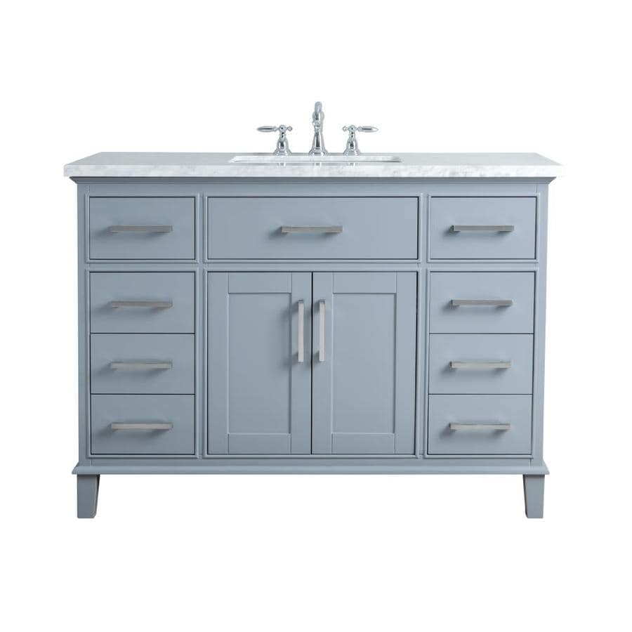 48-In Gray Single Sink Bathroom Vanity With Carrara White Natural ... inside 48&amp;quot;Dbl Bathroom Vanity White, Carrara Cult.marble Countertop