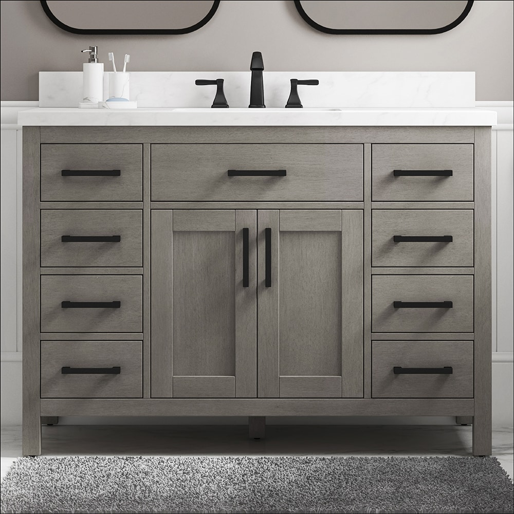 48In Dark Gray Single Sink Bathroom Vanity | Whalen Furniture inside 80&amp;quot;Dbl Vanity Dark Gray