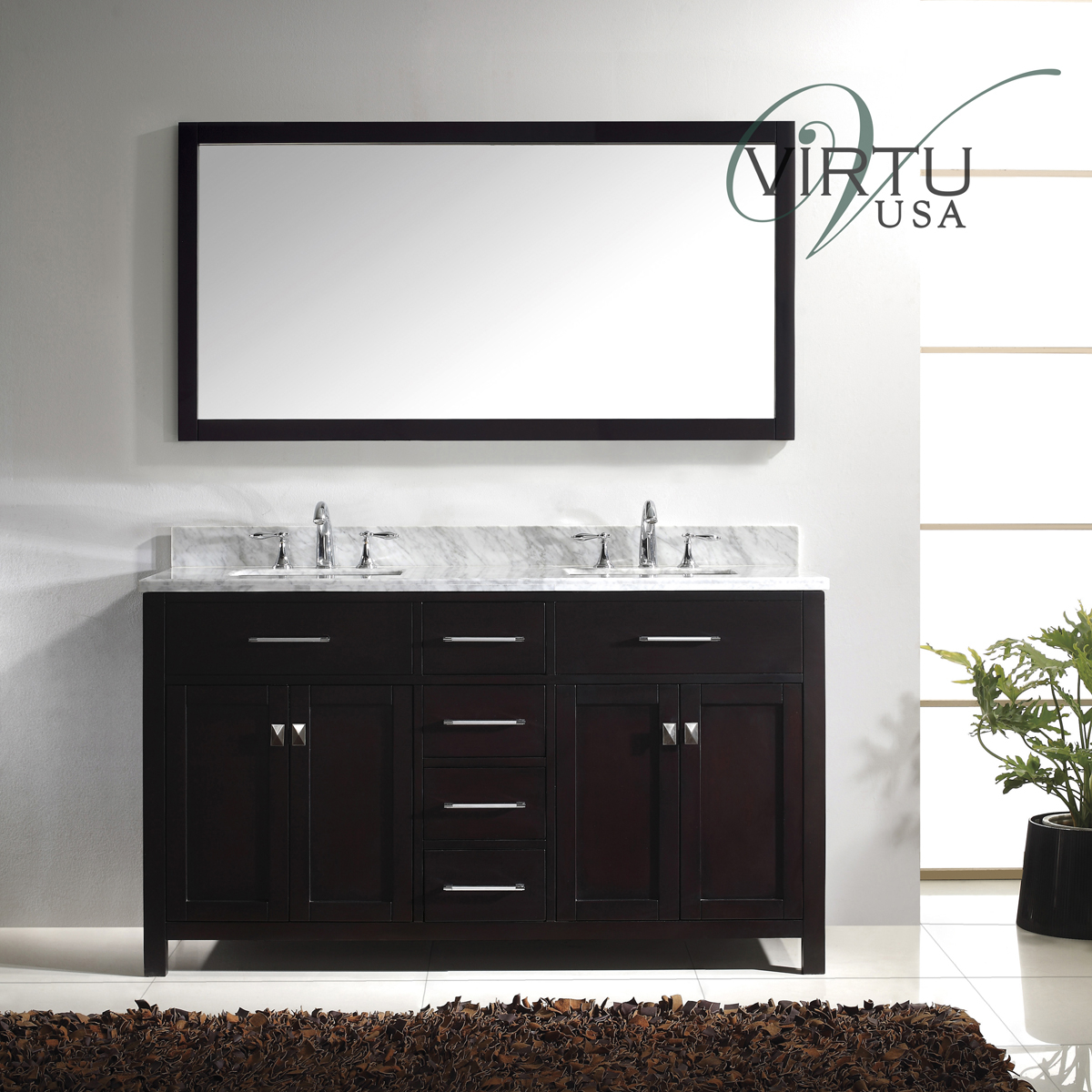 60&amp;quot; Caroline Double Sink Vanity - Espresso - Bathgems.com within 60&amp;quot;Dbl Bathroom Vanity Espresso