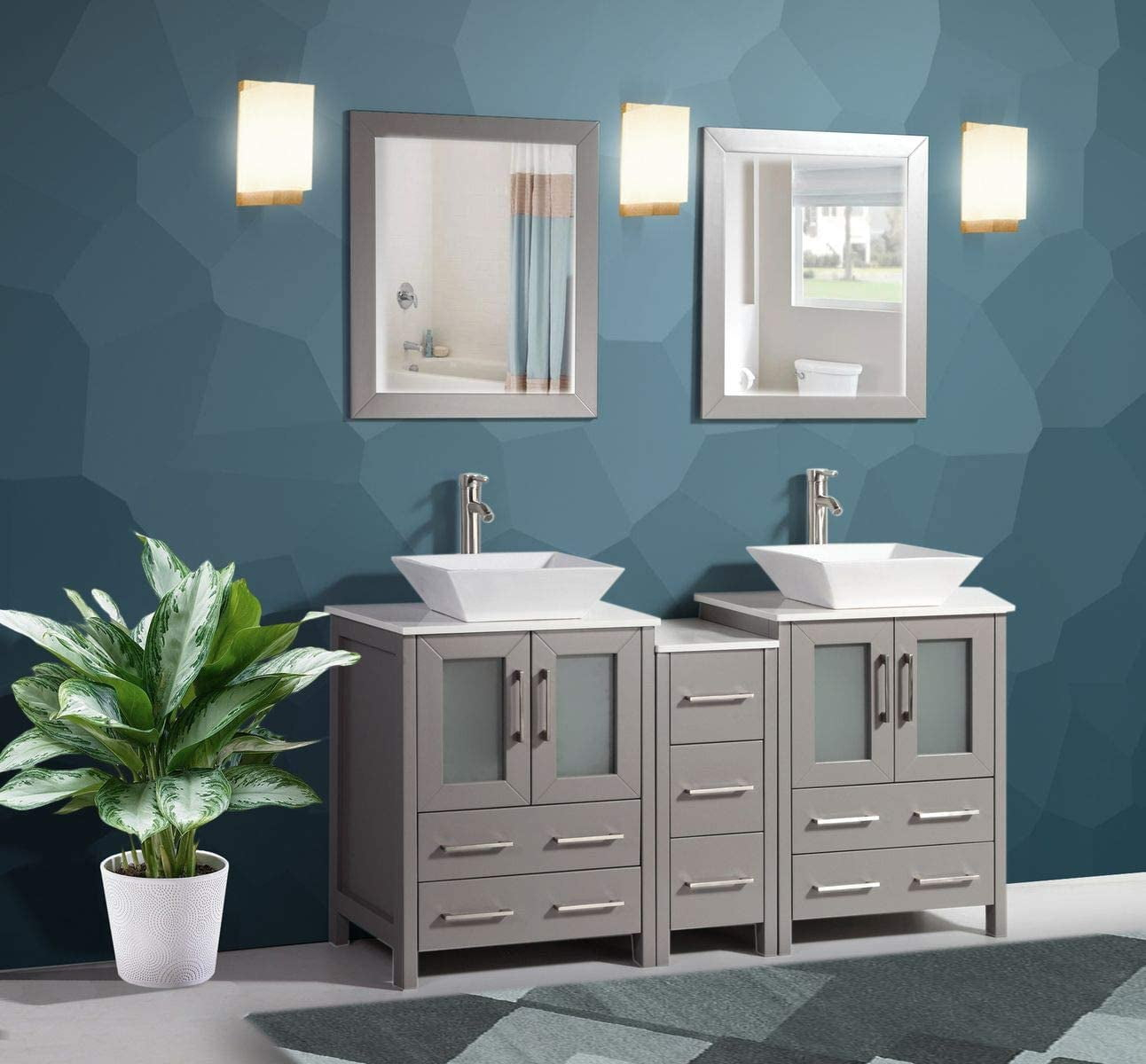 7 Smart Double Vanity Design Ideas For Tiny Bathrooms for Windbay 60&amp;quot; Free Standing Double Vanity