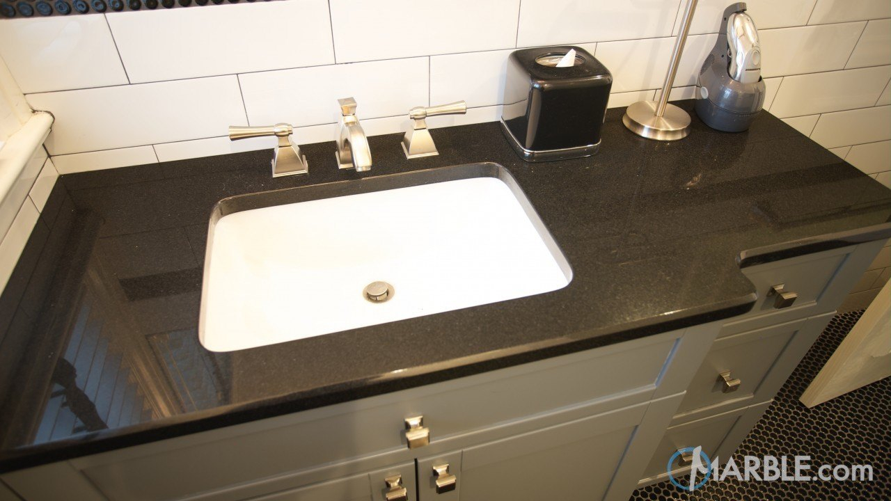 Absolute Black Granite Bathroom | Marble.com throughout Maximizing space efficiency with 43x22 black granite vanity solutions