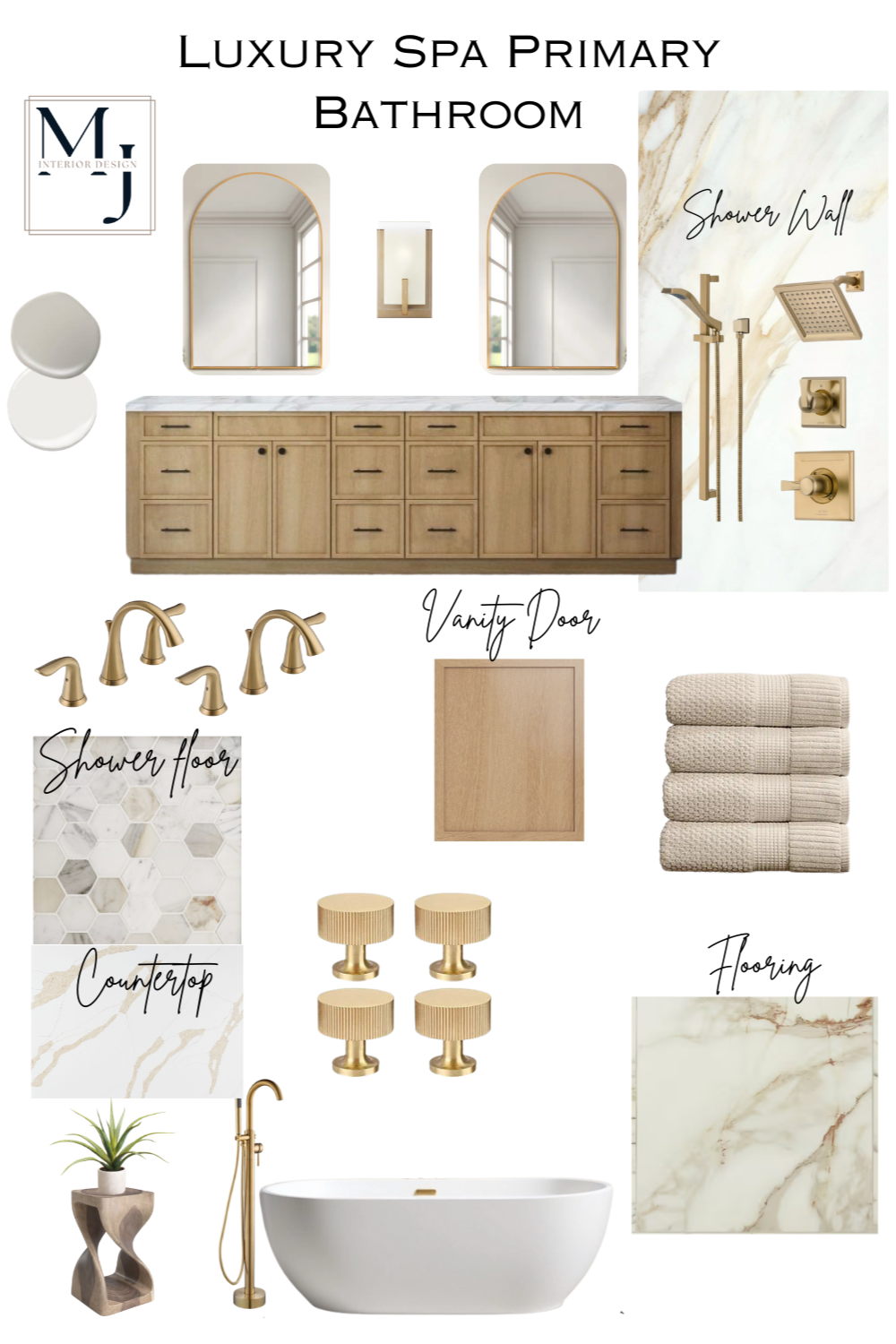 Affordable Bathroom Luxury: Redesign Your Sanctuary Without Breaking ... for 60&amp;quot;Dbl Bath Vanity White, Carrara Countertop, Sinks, Gold Trim, 58&amp;quot; Mirror