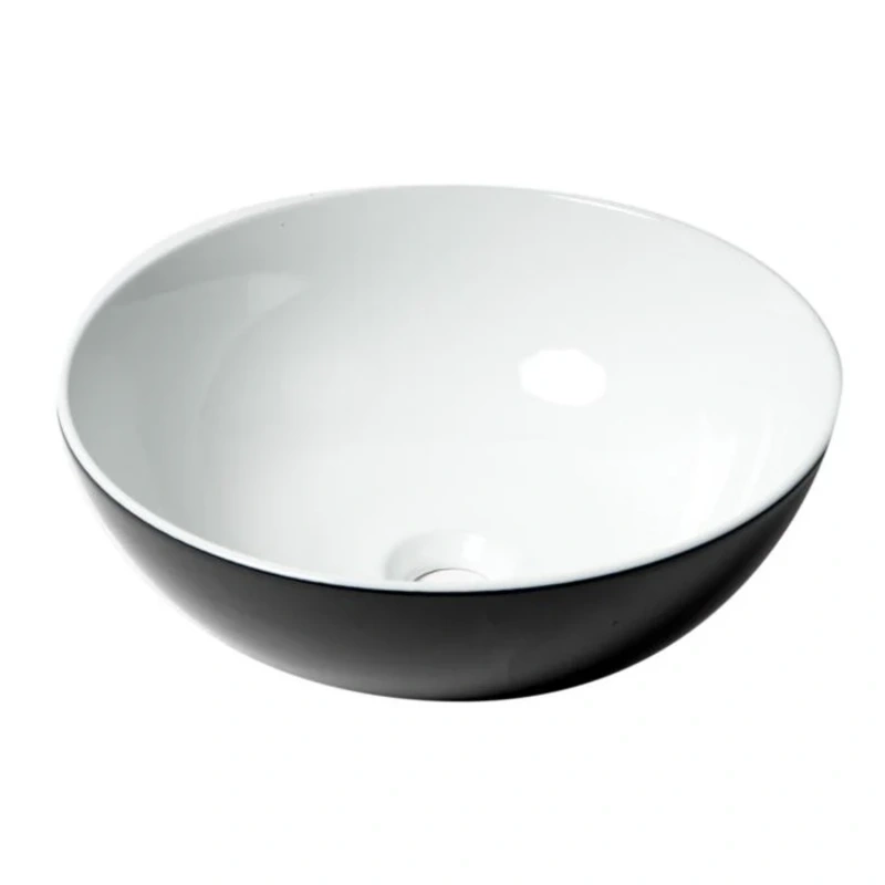 Alfi 15 Black &amp;amp; White Round Vessel Above Mount Ceramic Sink - Abc906 ... in Alfi Brand Abc906 Black/White 15&amp;quot; Round Vessel Above Mount Ceramic Sink