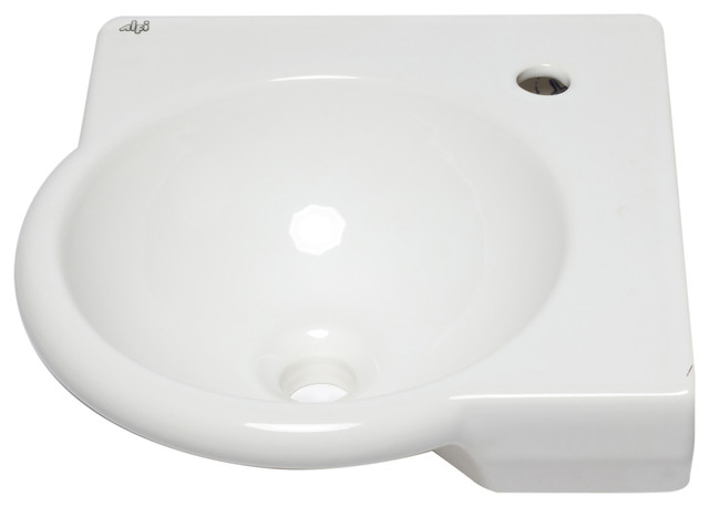Alfi Brand Ab104 White 15&amp;quot; Round Corner Wall Mount Porcelain Bathroom ... regarding Alfi Brand Ab106 White Rounded Porcelain Wall Mount Bathroom Sink Basin