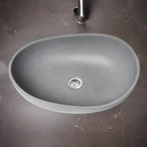 Alfi Grey Matte Solid Concrete 23In Teardrop Oval Above Mount Vessel ... throughout Alfi Brand Abco21O 21&amp;quot; Solid Concrete Tear Drop Above Mount Vessel Sink