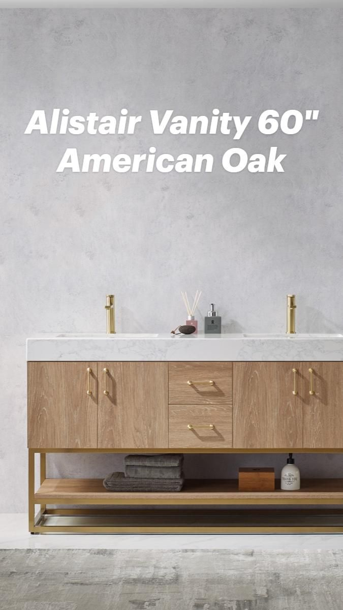 Alistair Vanity 60&amp;quot; American Oak | Bathroom Vanity within Alistair Vanity, North American Oak