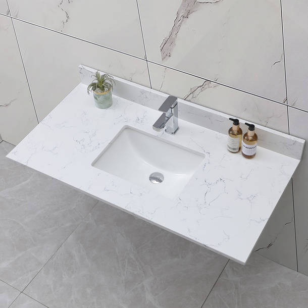 Altair Andalo 43&amp;#039;&amp;#039; Stone Single Bathroom Vanity Top With Sink | Wayfair for Comparing Andalo Engineered Stone Vanity Tops with Traditional Materials