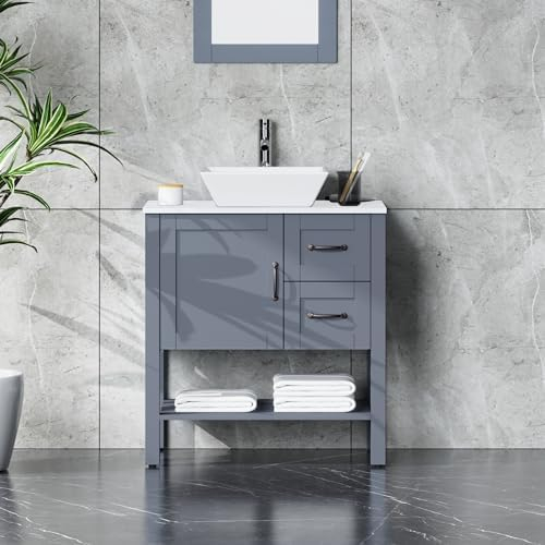Amazon.com: Homecart 30&amp;quot; Gray Bathroom Vanity Sink Combo Modern Single ... in How 30&amp;quot; SGL Bathroom Vanity Dark Gray Enhances Your Home&amp;#039;s Aesthetic Appeal
