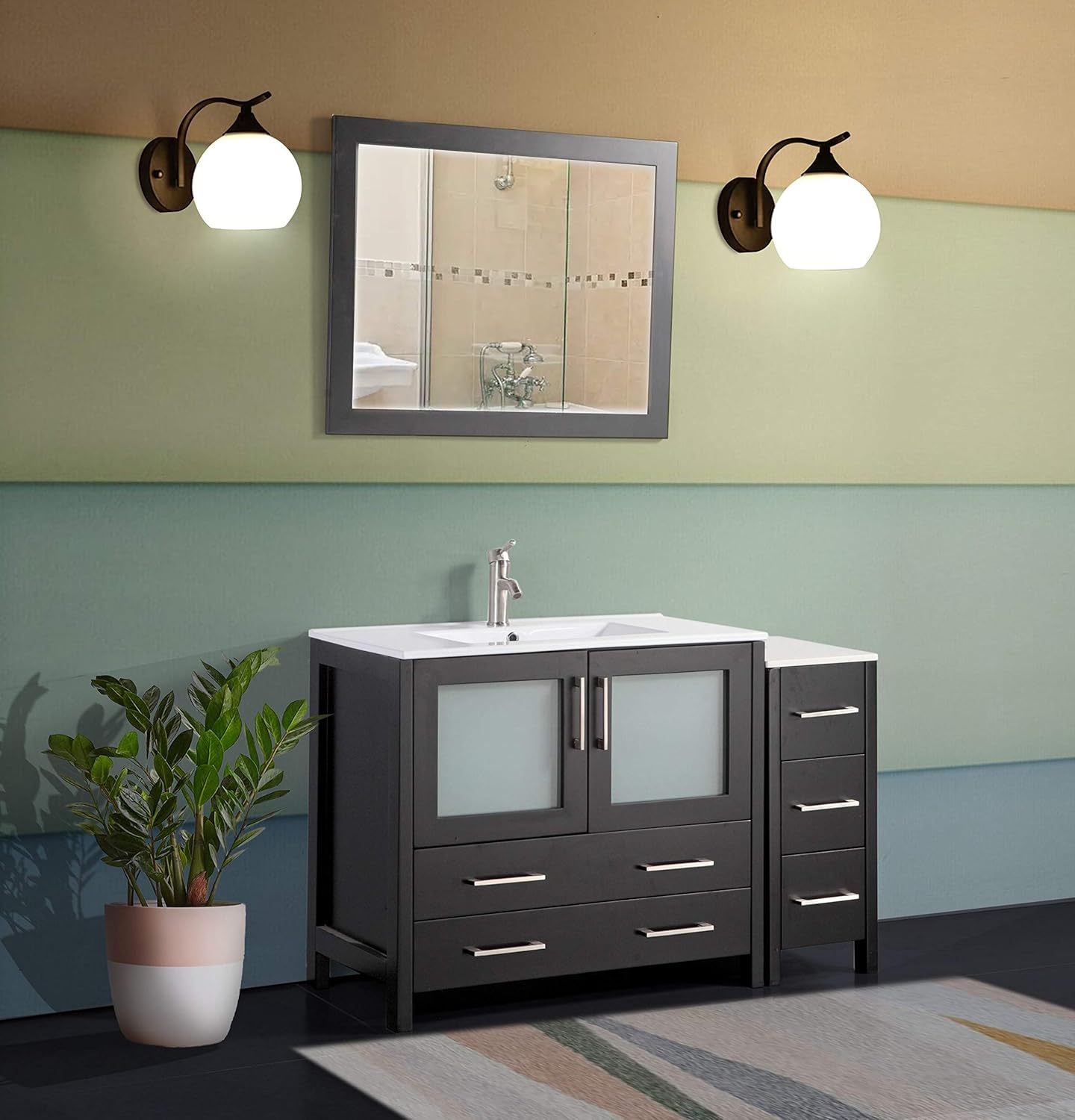 Amazon.com: Vanity Art 48 Inch Single Sink Modern Bathroom Vanity Combo ... intended for Designing bathrooms with modern elegance: 48 inch single vanity solutions