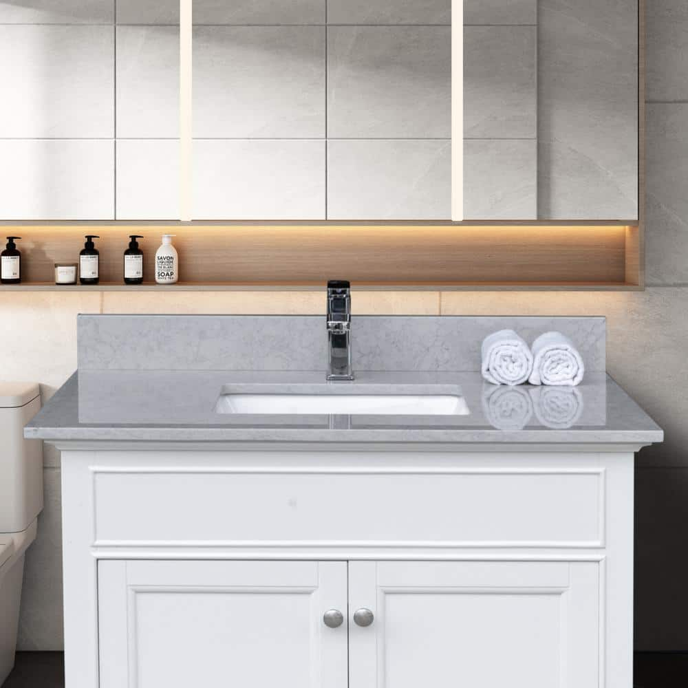 Antfurn 31 In. W X 22 In. D Engineered Stone Composite Vanity Top In ... inside Malaga Composite Stone Vanity Top