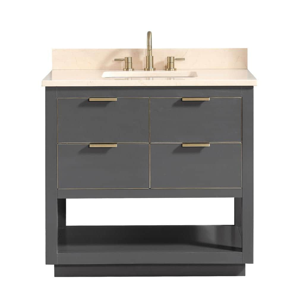 Avanity Allie 37 In. Single Sink Twilight Gray With Gold Trim Bath ... within Avanity Allie 37 In