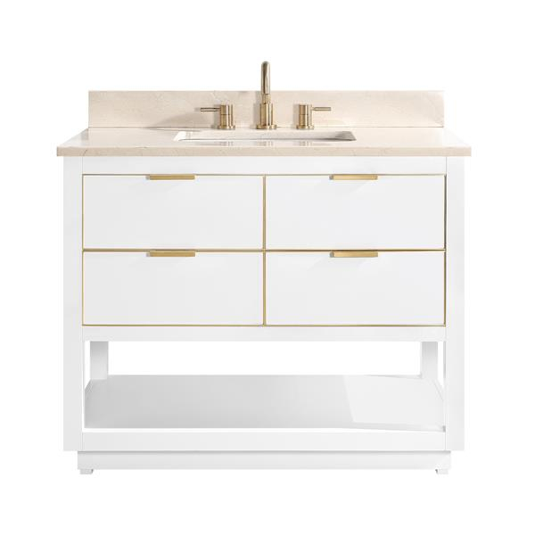 Avanity Allie 43-In White Single Sink Bathroom Vanity With Crema Marfil ... with Avanity Allie 43 In