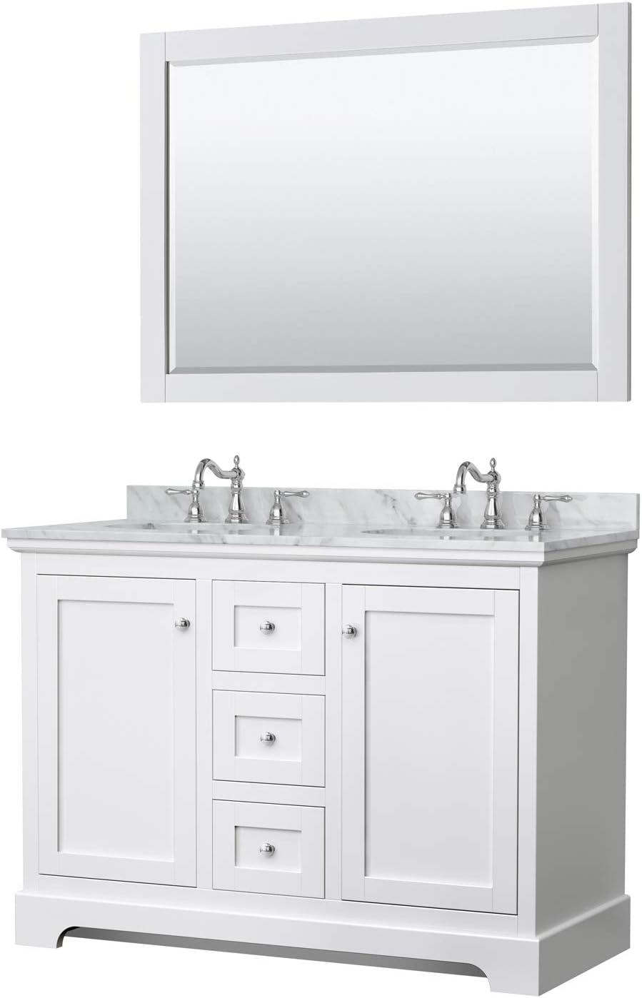 Exploring the elegance of 48 inch double bathroom vanities with white Carrara marble