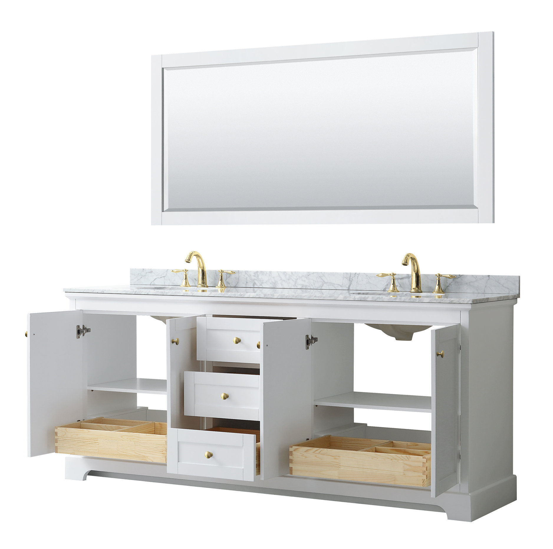 Avery 80&amp;quot; Double Vanity, White, Top, Oval Sinks, Brushed Gold Trim ... with regard to Maintaining Your Avery 80 White Double Vanity for Long Term Use
