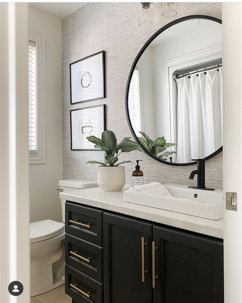 Bathroom Aesthetic In 2024 | Full Bathroom Remodel, Restroom Decor ... regarding 48&amp;quot;Sgl Bathroom Vanity White, Carrara Countertop, Sink, Nickel Trim, 46&amp;quot; Mirror
