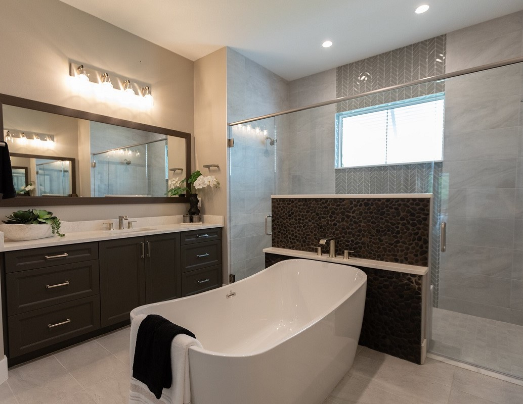 Bathroom Design And Installation Bathroom Design Surrey Sb Concepts for 48&amp;quot;Dbl Bathroom Vanity Dark Gray, White Cult.marble Countertop