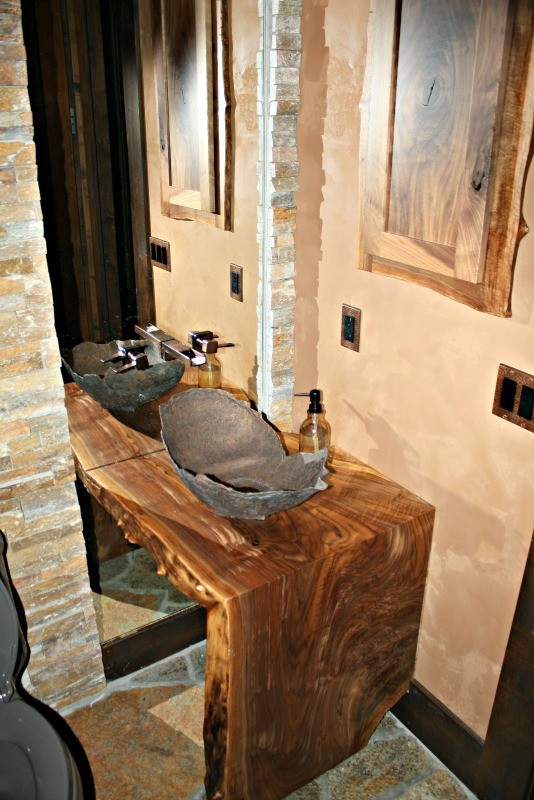 Bathroom Vanity With Live Edge Top At Constance Woodford Blog in Vidaxl Bathroom Countertop Live Edge Vanity Top Light Brown Treated Solid Wood