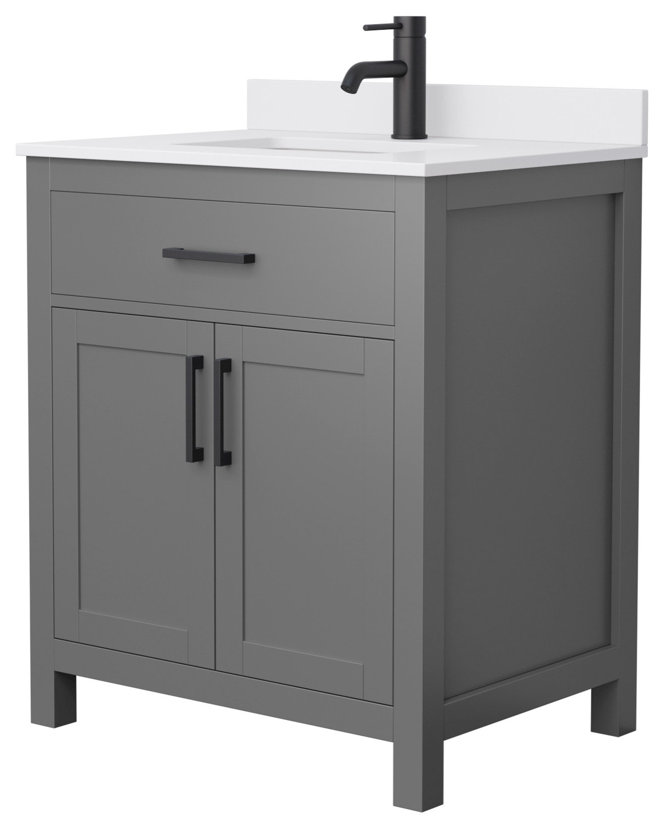 Beckett 30&amp;quot; Single Vanity, Dark Gray, White Cultured Marble Top, Black ... for Maximizing Natural Light with 30SGL Vanity Dark Gray in Bathroom Settings