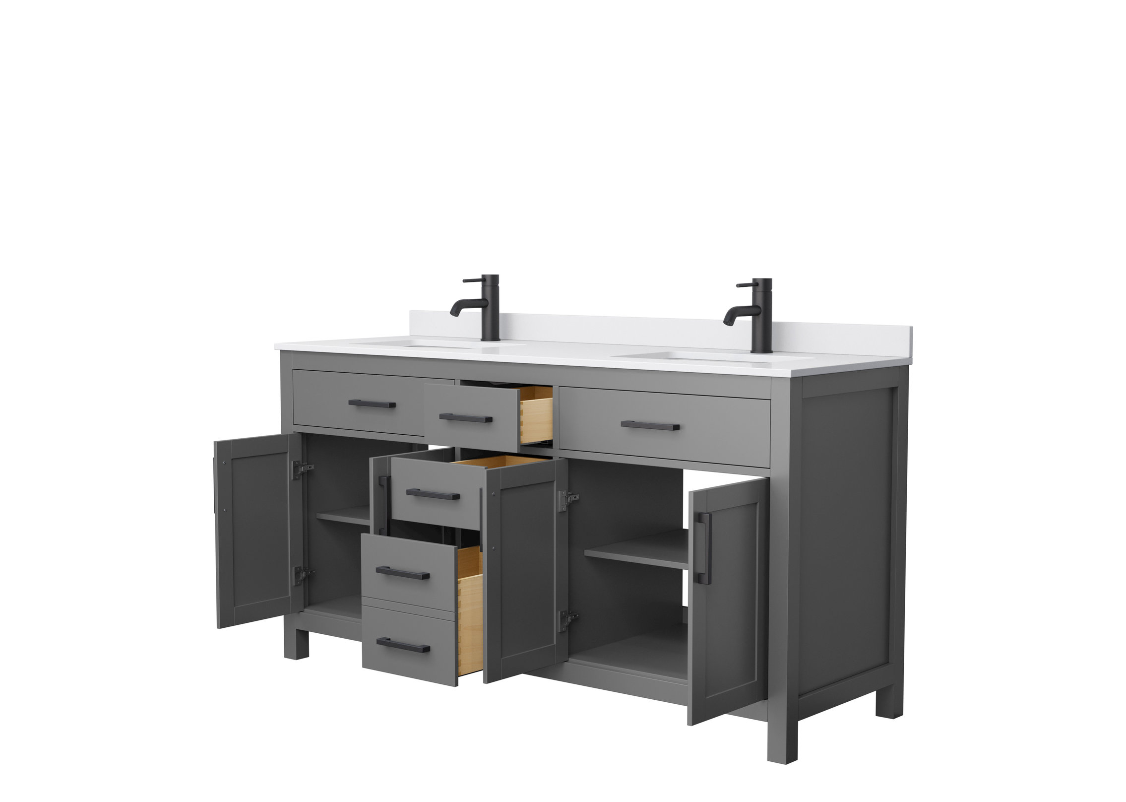Beckett 66&amp;quot; Double Vanity, Dark Gray, White Cultured Marble Top, Black ... in Expert Tips for Selecting the Perfect 66 Double Bathroom Vanity in Dark Gray