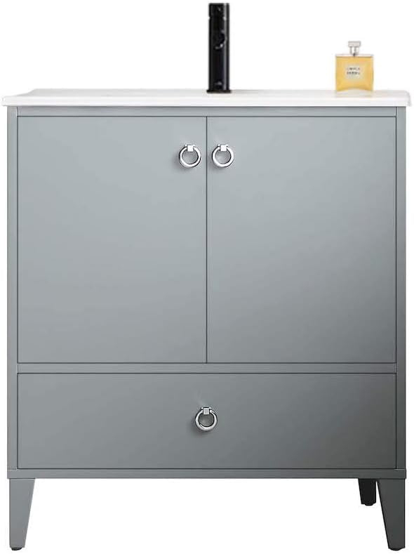 Blossom Lyon 30&amp;quot; Bathroom Vanity | Metal Grey | Ceramic Sink | Soft ... intended for Beyond Aesthetics: Functional Benefits of the Lyon Freestanding Bathroom Vanity