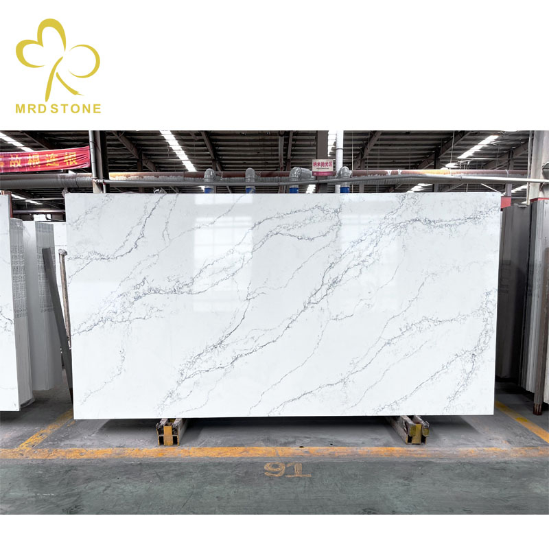 Calacatta Quartz Slab White Countertops Vanity Tops Countertop ... in Arbios Quartz Stone Vanity Top In Calacatta White, Calacatta White, 48&amp;quot;, 8 Inch Widespread