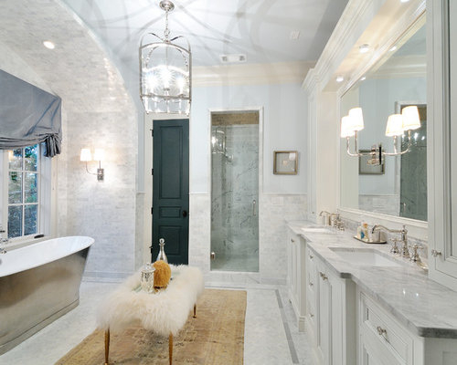 Carrara Marble Bathroom | Houzz for Creating luxury bathroom spaces with Carrara white marble and contemporary hardware