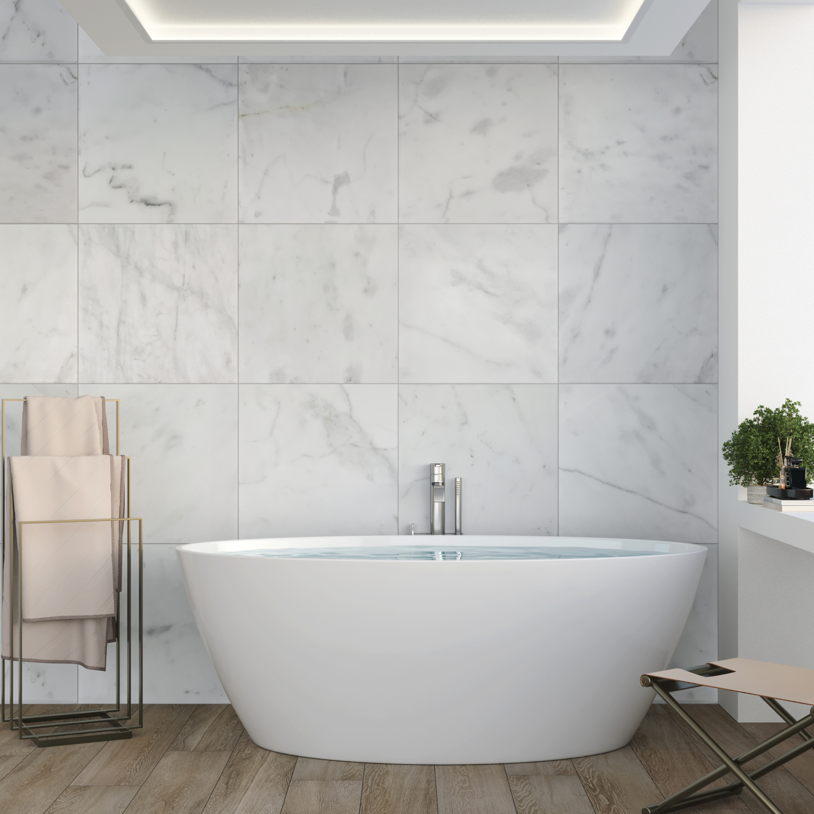 Carrara Marble Bathroom Tile for Creating luxury bathroom spaces with Carrara white marble and contemporary hardware