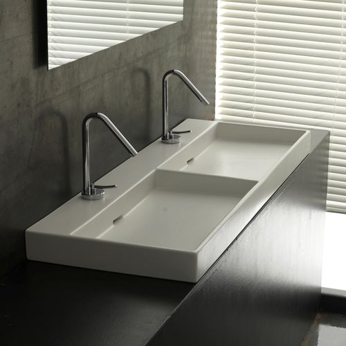 Countertop Washbasin - Urban 120 - Ws Bath Collections - Ceramic ... within How WS Bath Collections Urban 120.02 Ceramica I 47-1/5 Double Basin White Enhances Bathroom Spaces