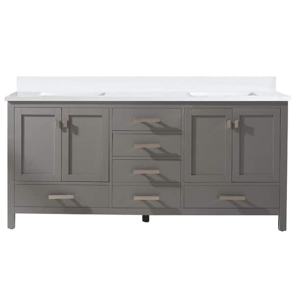 Design Element Valentino 72 In. W X 22 In. D Bath Vanity In Gray With ... with regard to Valentino 54&amp;quot; Single Vanity, Gray