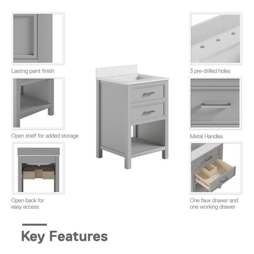 Dhp Missouri 24 Inch Bathroom Vanity With Modern Carrera Countertop In ... regarding Dhp Missouri 24 Inch Bathroom Vanity