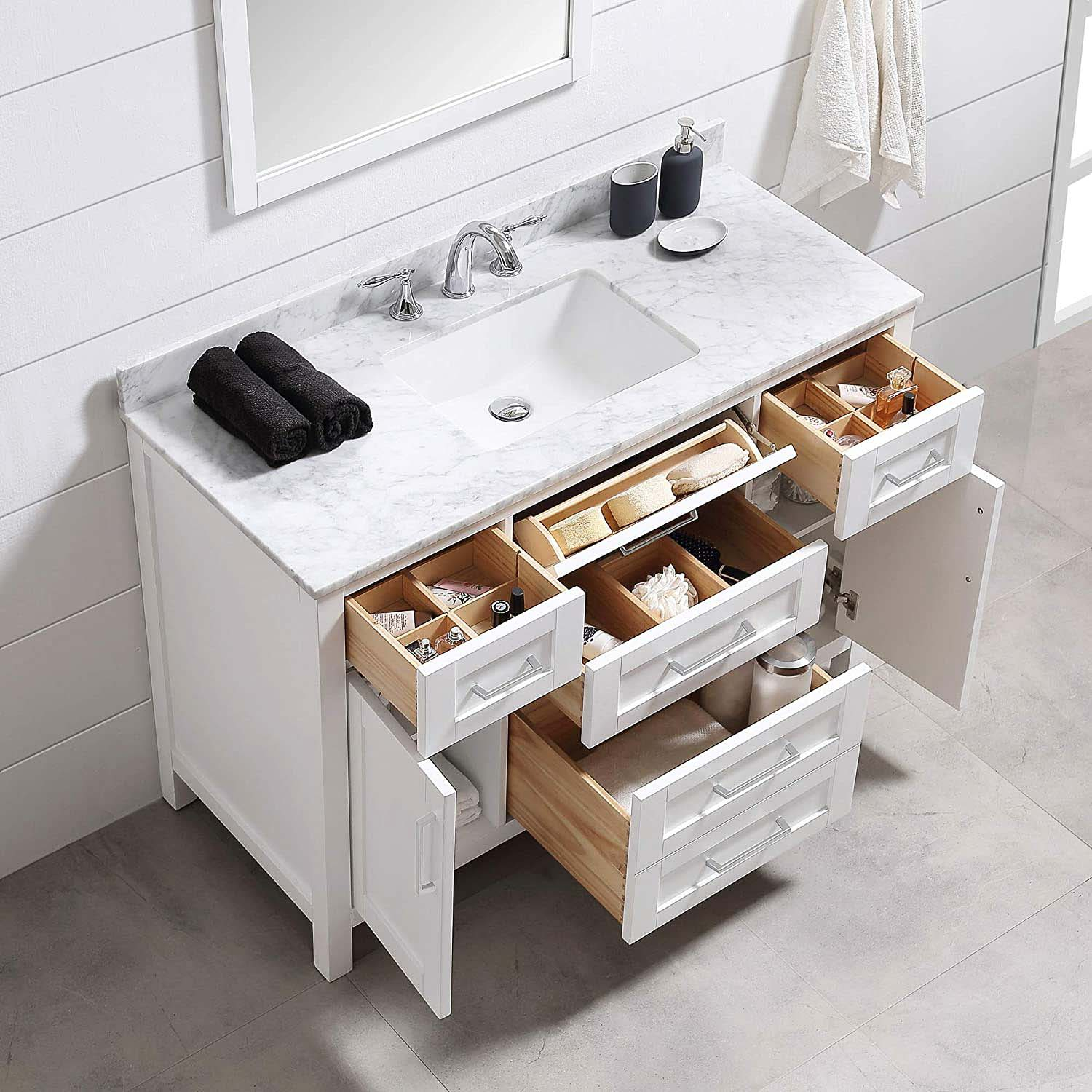 Designing small spaces: maximizing functionality with 48 inch single bathroom vanities