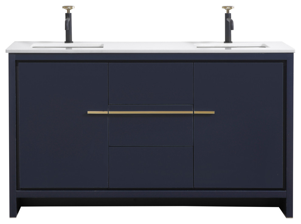 Dolce 60&amp;quot; Double Sink Vanity, White Quartz Countertop, High Gloss White ... regarding Dolce 60 inch double sink vanity offers elegant solution for modern bathrooms