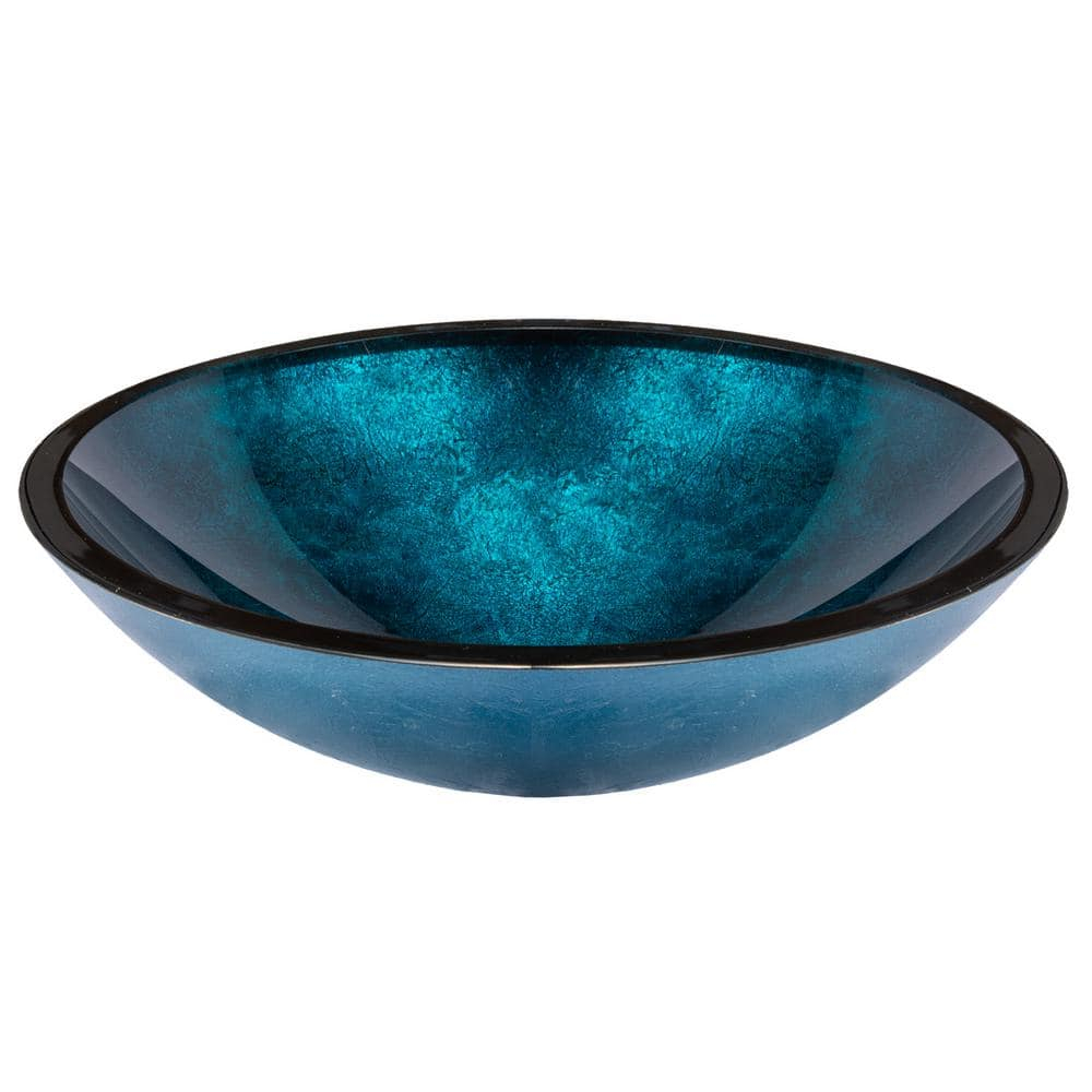 Eden Bath Turquoise Blue Foil Glass Oval Vessel Sink Eb_Gs84 - The Home ... for Eden Bath Eb_Gs18 Bathroom Green Leaf Shaped Tempered Glass Vessel Sink