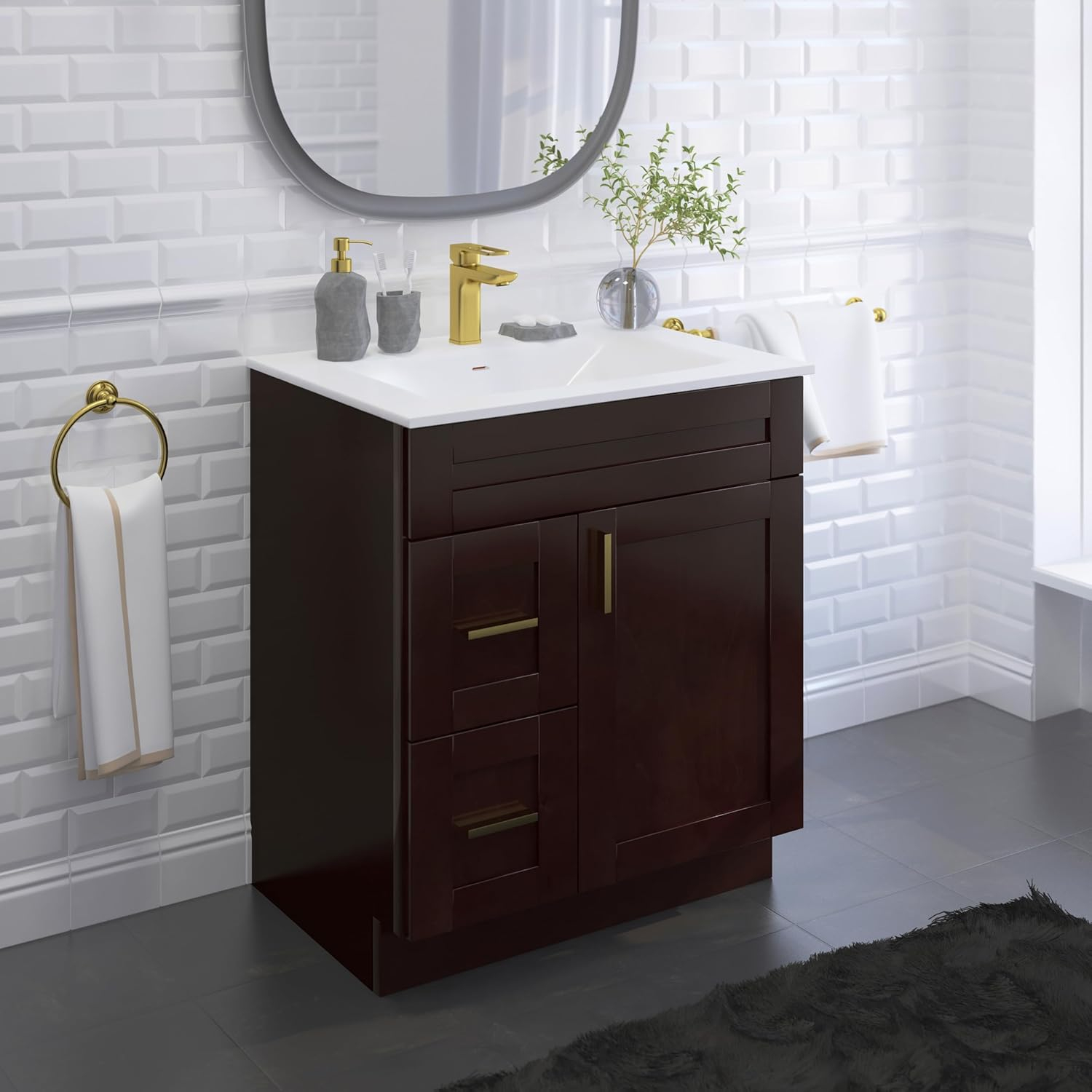 Espresso Shaker Sink Base Bathroom Vanity With Drawers 30&amp;quot; Ready-To ... throughout Understanding the Appeal of Espresso Finish Bathroom Vanities for Contemporary Spaces