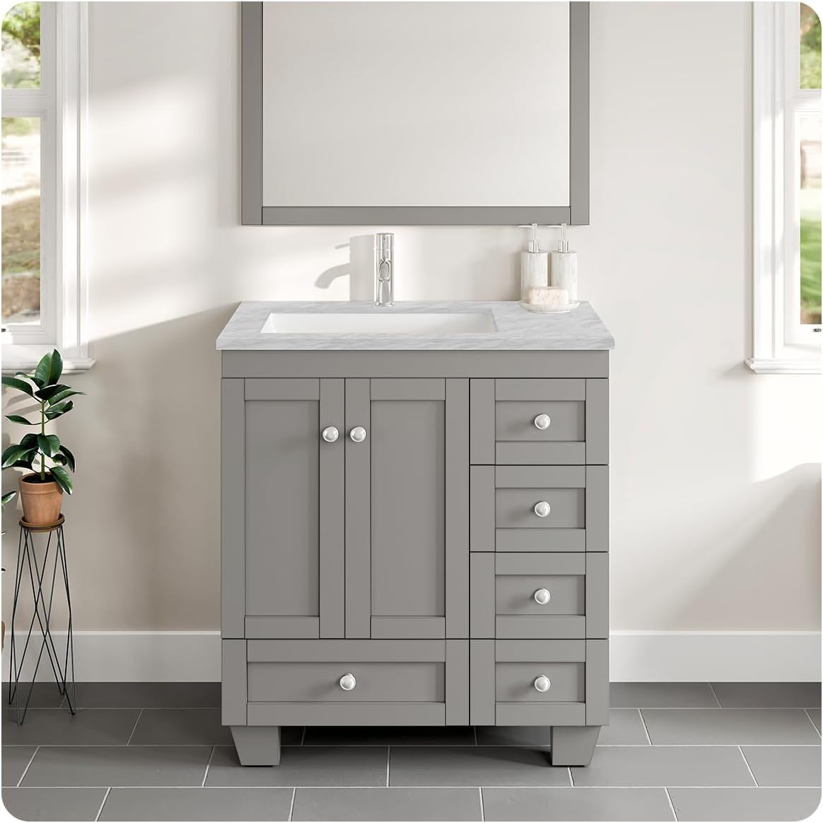 Eviva Gray Bathroom Vanity - Freestanding 30 Inch India | Ubuy with regard to Gray 30&amp;quot; Vanity
