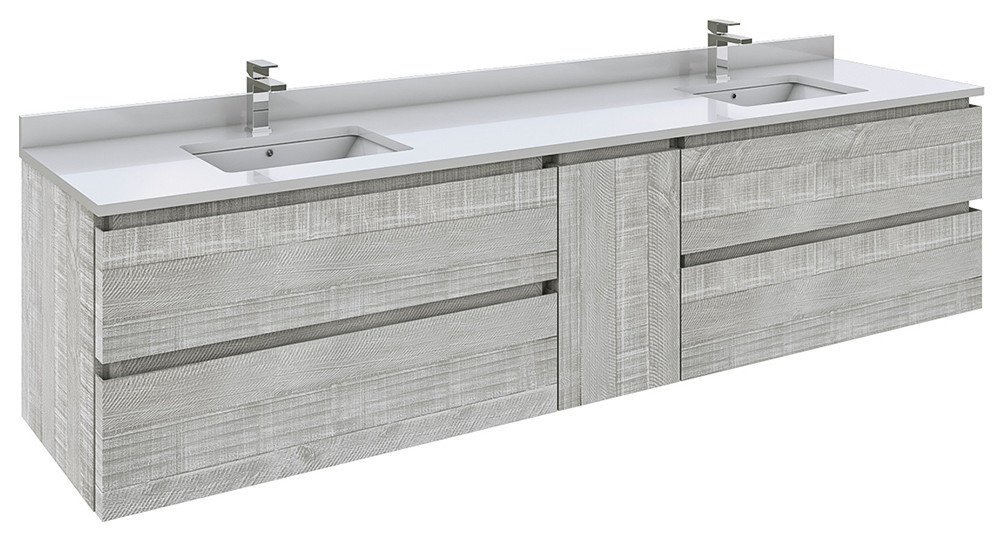 Formosa 84&amp;quot; Wall Hung Double Sink Modern Bathroom Cabinet W/ Top ... in Formosa Wall Hung Double Sink Modern Bathroom Vanity