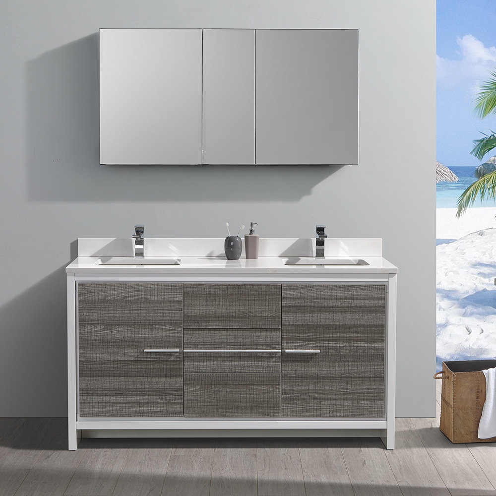 Fresca Allier Rio 60&amp;quot; Free-Standing Double Sink Modern Bathroom Vanity ... intended for Windbay 60&amp;quot; Free Standing Double Vanity