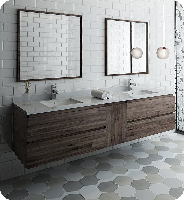 Modern bathroom trends featuring Formosa double sink wall hung vanities
