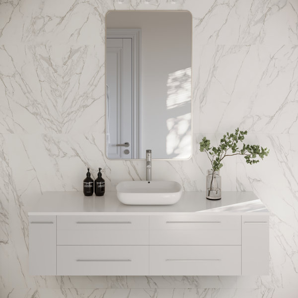 Fresca Lucera 60&amp;quot; Wall Mount Single Sink Modern Bathroom Vanity With ... intended for Transforming Bathrooms: How Lucera Wall Mount Vessel Sink Vanity Redefines Space