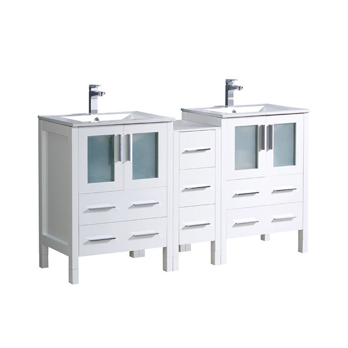 Fresca Torino 60&amp;quot; Free-Standing Double Sink Bathroom Vanity Set | Wayfair intended for Maximizing Bathroom Space with Windbay 60 Free Standing Double Vanity Solutions