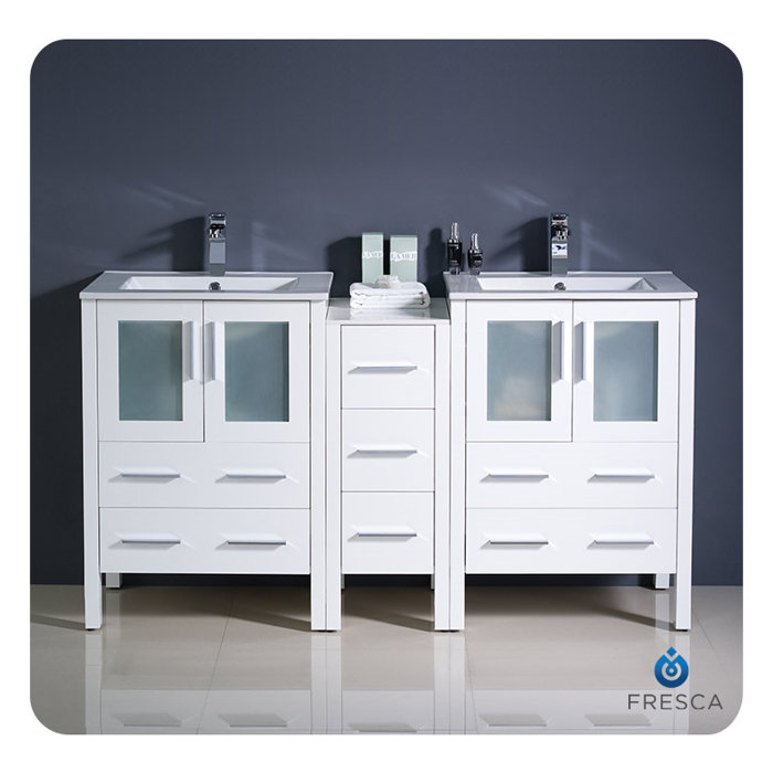 Fresca Torino 60&amp;quot; Free-Standing Double Sink Bathroom Vanity Set | Wayfair pertaining to Maximizing Bathroom Space with Windbay 60 Free Standing Double Vanity Solutions