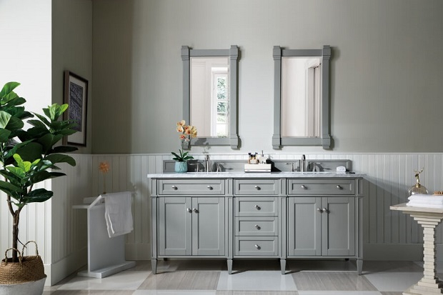Get An Idea Of How To Choose The Right Bathroom Vanity For Your Space ... for Hugo Carrara White Marble Countertop Bathroom Vanity In Grey Oak, Bronze Handle, 72&amp;quot;, Vanity