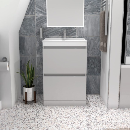 Grey Vanity Units | Grey Bathroom Vanity Units With Sink in Vita Collection Gray Bathroom Vanity